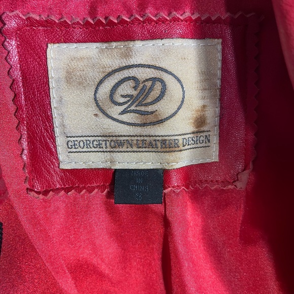 Red Georgetown Leather Design Vintage Bomber Style Leather Jacket-Men’s Small - Picture 3 of 12